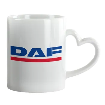 DAF, Κούπα καρδιά χερούλι λευκή, κεραμική, 330ml