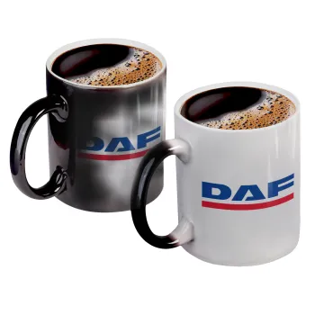 DAF, Color changing magic Mug, ceramic, 330ml when adding hot liquid inside, the black colour desappears (1 pcs)