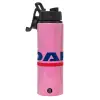 Metallic water bottle with safety lid, 850ml aluminum