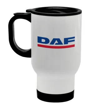 DAF, Stainless steel travel mug with lid, double wall white 450ml