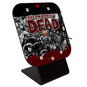 The walking dead comic drawing zombie, Επιτραπέζιο ρολόι ξύλινο με δείκτες (10cm)