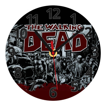 The walking dead comic drawing zombie, Ρολόι τοίχου γυάλινο (20cm)