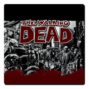 The walking dead comic drawing zombie, Τετράγωνο μαγνητάκι ξύλινο 6x6cm