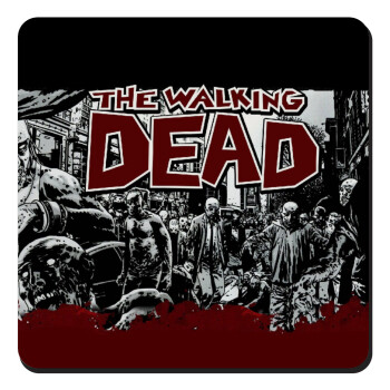 The walking dead comic drawing zombie, Τετράγωνο μαγνητάκι ξύλινο 9x9cm