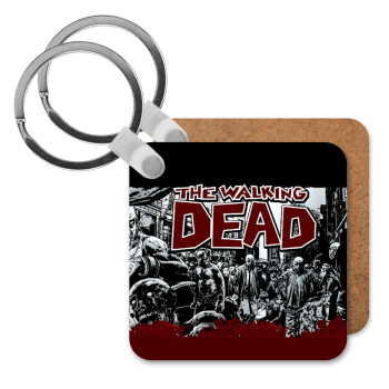 The walking dead comic drawing zombie, Μπρελόκ Ξύλινο τετράγωνο MDF