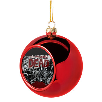 The walking dead comic drawing zombie, Χριστουγεννιάτικη μπάλα δένδρου Κόκκινη 8cm