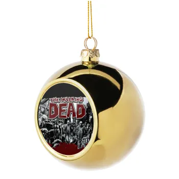 The walking dead comic drawing zombie, Golden Christmas tree ball ornament 8cm