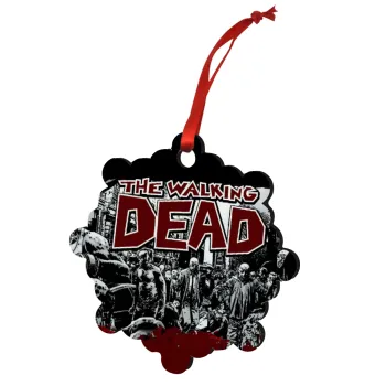 The walking dead comic drawing zombie, Christmas ornament snowflake wooden 7.5cm