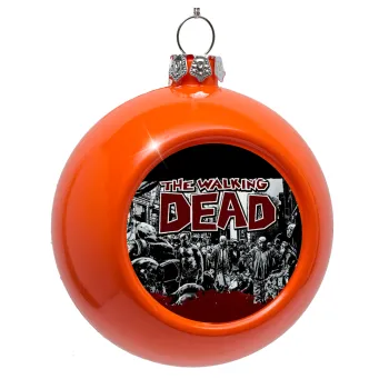 The walking dead comic drawing zombie, Orange Christmas tree ornament bauble 8cm