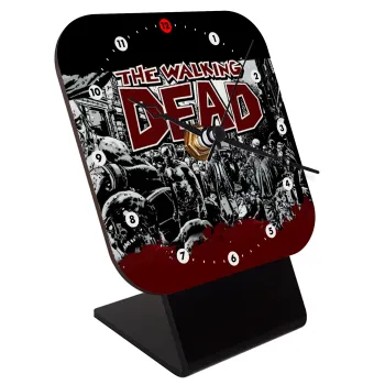 The walking dead comic drawing zombie, Επιτραπέζιο ρολόι ξύλινο με δείκτες (10cm)