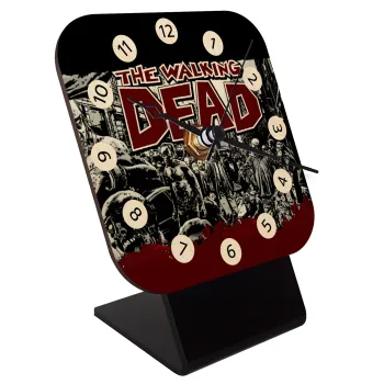 The walking dead comic drawing zombie, Επιτραπέζιο ρολόι σε φυσικό ξύλο (10cm)