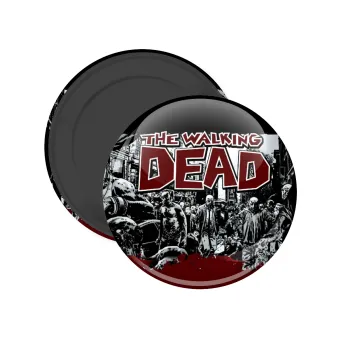 The walking dead comic drawing zombie, Μαγνητάκι ψυγείου στρογγυλό διάστασης 5cm