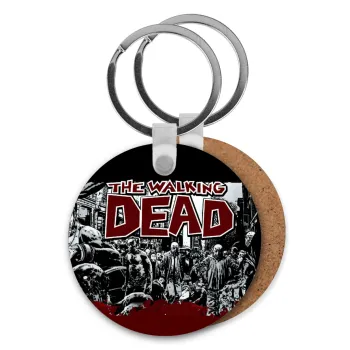 The walking dead comic drawing zombie, Μπρελόκ Ξύλινο στρογγυλό MDF Φ5cm