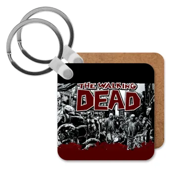 The walking dead comic drawing zombie, Μπρελόκ Ξύλινο τετράγωνο MDF