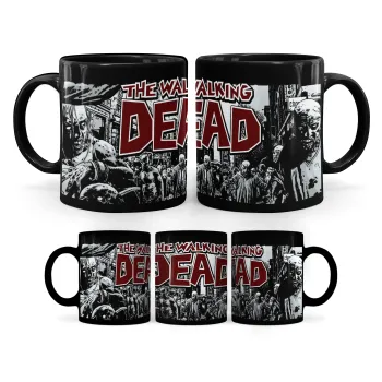 The walking dead comic drawing zombie, Κούπα Μαύρη, κεραμική, 330ml