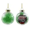 Transparent Christmas tree ball ornament with green filling 8cm