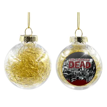 The walking dead comic drawing zombie, Transparent Christmas tree ball ornament with gold filling 8cm