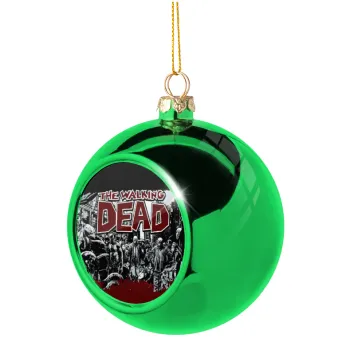 The walking dead comic drawing zombie, Green Christmas tree ornament ball 8cm