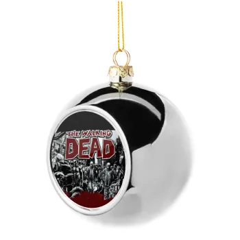The walking dead comic drawing zombie, Silver 8cm Christmas tree ball ornament