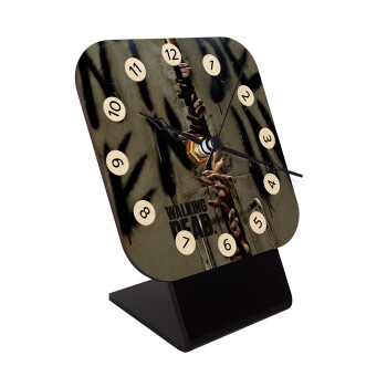 The walking dead hands, Quartz Table clock in natural wood (10cm)