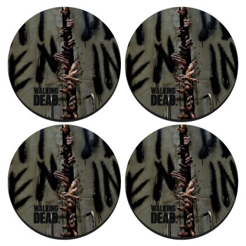 The walking dead hands, SET of 4 round wooden coasters (9cm)