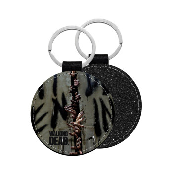 The walking dead hands, Μπρελόκ Δερματίνη, στρογγυλό ΜΑΥΡΟ (5cm)