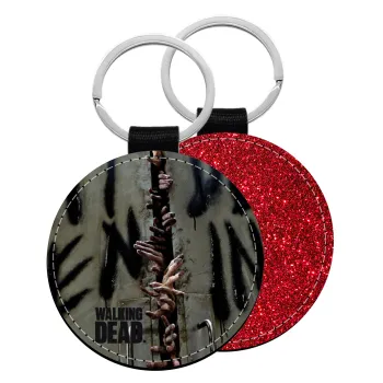 The walking dead hands, Μπρελόκ Δερματίνη, στρογγυλό ΚΟΚΚΙΝΟ (5cm)