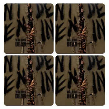 The walking dead hands, ΣΕΤ x4 Σουβέρ ξύλινα τετράγωνα plywood (9cm)