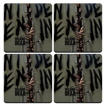 The walking dead hands, ΣΕΤ 4 Σουβέρ ξύλινα τετράγωνα (9cm)