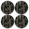 SET of 4 round wooden coasters (9cm)