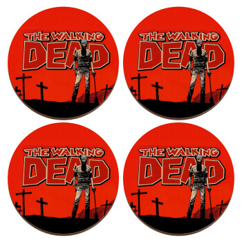 The Walking Dead, ΣΕΤ x4 Σουβέρ ξύλινα στρογγυλά plywood (9cm)