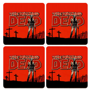 The Walking Dead, ΣΕΤ x4 Σουβέρ ξύλινα τετράγωνα plywood (9cm)