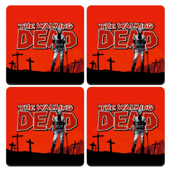 The Walking Dead, ΣΕΤ 4 Σουβέρ ξύλινα τετράγωνα (9cm)