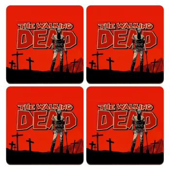 The Walking Dead, ΣΕΤ x4 Σουβέρ ξύλινα τετράγωνα plywood (9cm)