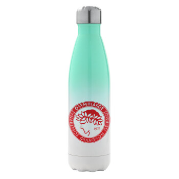 Ολυμπιακός, Μεταλλικό παγούρι θερμός Πράσινο/Λευκό (Stainless steel), διπλού τοιχώματος, 500ml