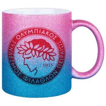 Ολυμπιακός, Κούπα Χρυσή/Μπλε Glitter, κεραμική, 330ml