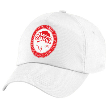 Ολυμπιακός, Πεντάφυλλο καπέλο Λευκό, 100% Βαμβακερό (Twill), με ρύθμιση, unisex