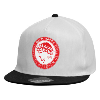 Ολυμπιακός, Καπέλο παιδικό Flat Snapback, Λευκό (100% ΒΑΜΒΑΚΕΡΟ, ΠΑΙΔΙΚΟ, UNISEX, ONE SIZE)