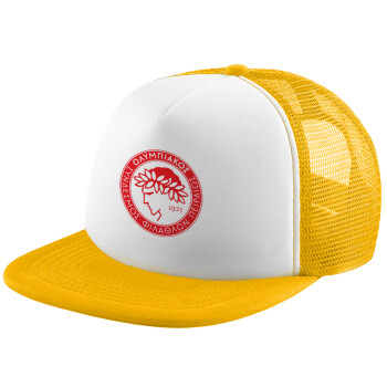 Ολυμπιακός, Καπέλο Ενηλίκων Soft Trucker με Δίχτυ Κίτρινο/White (POLYESTER, ΕΝΗΛΙΚΩΝ, UNISEX, ONE SIZE)