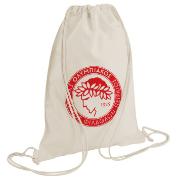 Ολυμπιακός, Τσάντα πλάτης πουγκί GYMBAG natural (28x40cm)