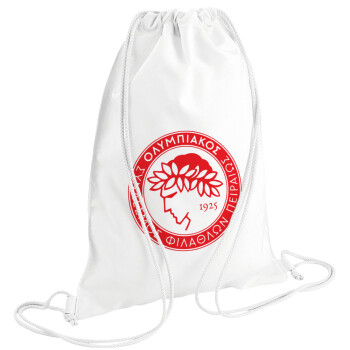 Ολυμπιακός, Τσάντα πλάτης πουγκί GYMBAG λευκή (28x40cm)