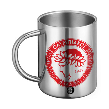 Ολυμπιακός, Ανοξείδωτη Μεταλλική Κούπα 450ml - Διπλού Τοιχώματος
