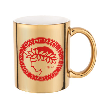 Ολυμπιακός, Mug ceramic, gold mirror, 330ml