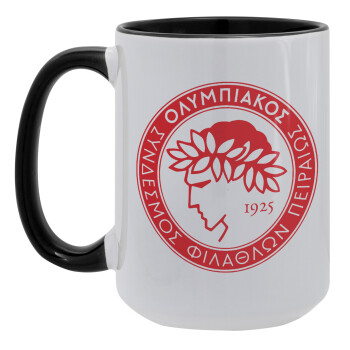 Ολυμπιακός, Κούπα Mega 15oz, κεραμική Μαύρη, 450ml