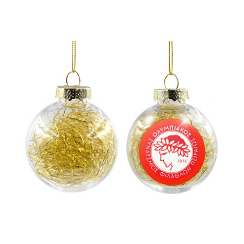Ολυμπιακός, Χριστουγεννιάτικη μπάλα δένδρου διάφανη με χρυσό γέμισμα 8cm