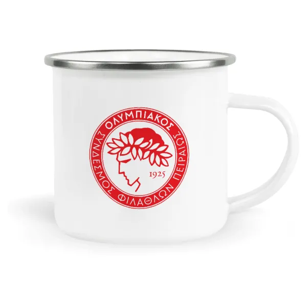 Ολυμπιακός — Metallic enamel cup white 360ml