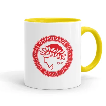 Ολυμπιακός, Κούπα χρωματιστή κίτρινη, κεραμική, 330ml