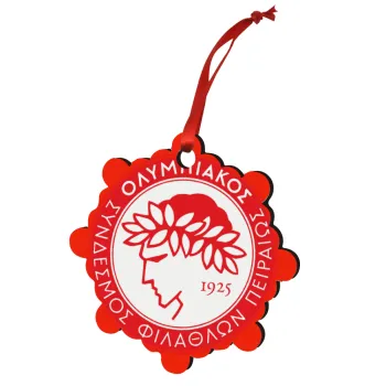 Ολυμπιακός, Christmas ornament snowflake wooden 7.5cm