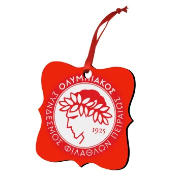 Ολυμπιακός, Christmas ornament polygon wooden 7.5cm