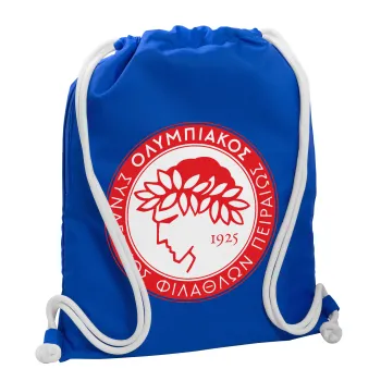 Ολυμπιακός, Backpack pouch GYMBAG Blue, with pocket (40x48cm) & thick cords